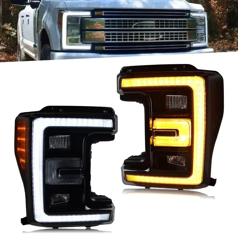 Car LED Headlights For Ford F250 Super Duty 2017-2019 4th Gen Pickup Front Lamps Replacement NOT FIT 2020 Refresh