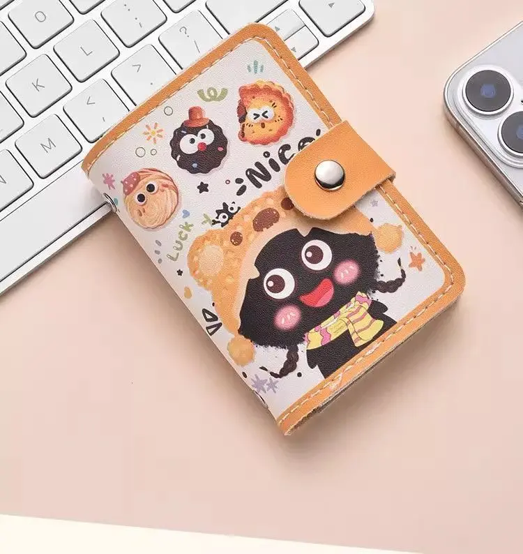 Paquete de tarjetas de pequeño monstruo lindo de dibujos animados para mujer, elegante tarjetero de gran capacidad, ranura para tarjeta de identificación, billetera para tarjetas Popular