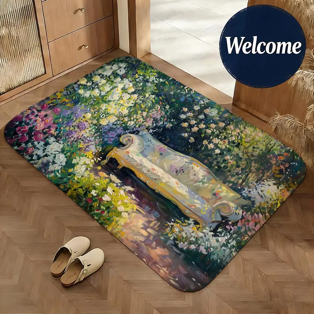 Soft Flannel Floor Mat Artist Claude Monet Floor Mat Non-Slip Absorbent Doormat Bathroom Bedroom Home Decor Rug