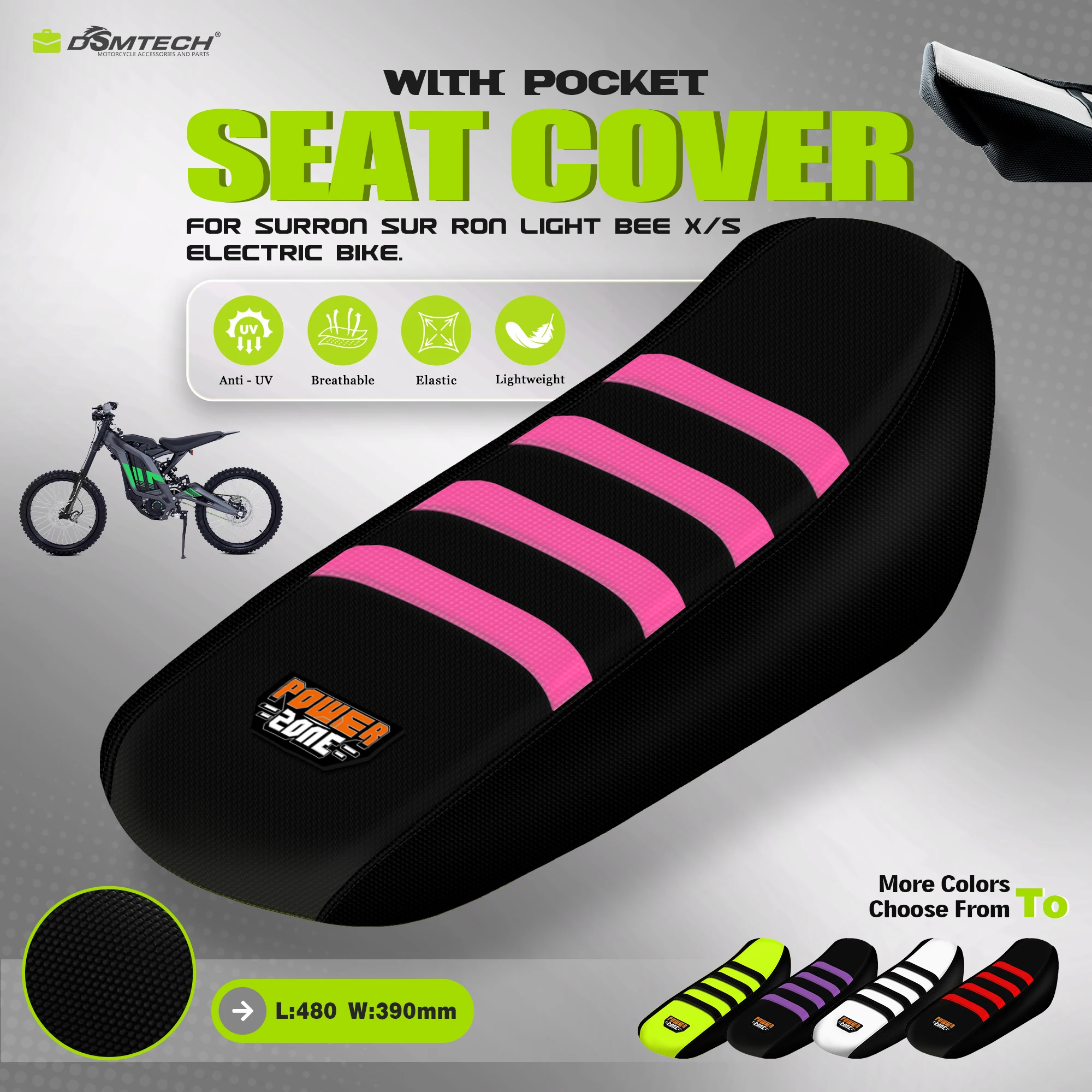 

DSMTECH Universal Gripper Seat Cover Rubber Soft Stretchy Non-slip For Lightbee Light Bee X S Off-Road Electric Bike