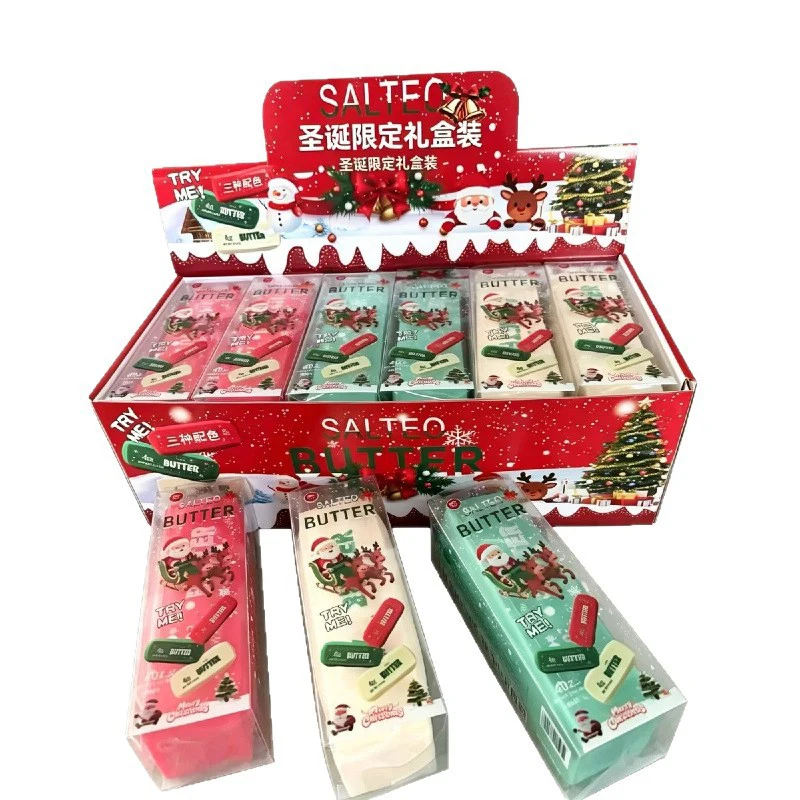 14cm Christmas Butter Stick Squishy Building Block Flour Slow Rebound Simulated Fidget Toy Crunchy Squeeze Stress Relief Gift