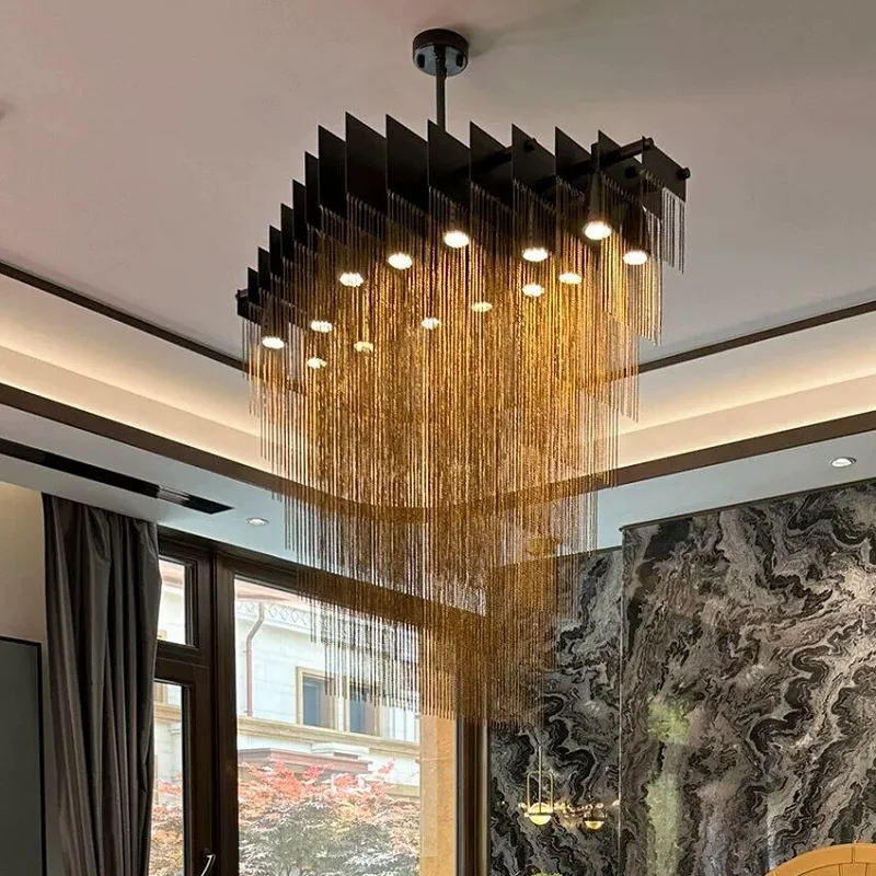 Modern Luxury Chandeliers Living Room Chain Tassel Lights Villa Hotel ...