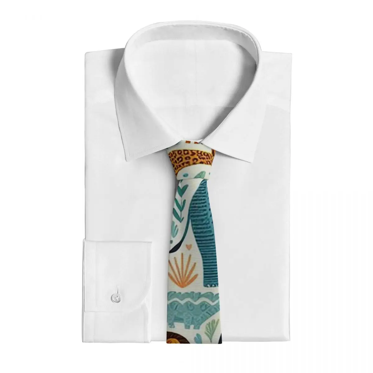 Cartoon Zoo Animals Wild Safari Friends Pattern  Necktie for Men Silk Polyester 8 cm Neck Ties Wedding Suits Tie Casual Gravatas