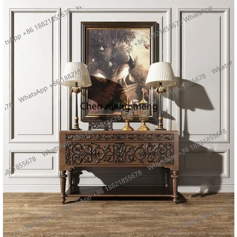 

RR French solid wood entrance entrance cabinet, antique and retro carving, dining side, storage and decoration cabinet