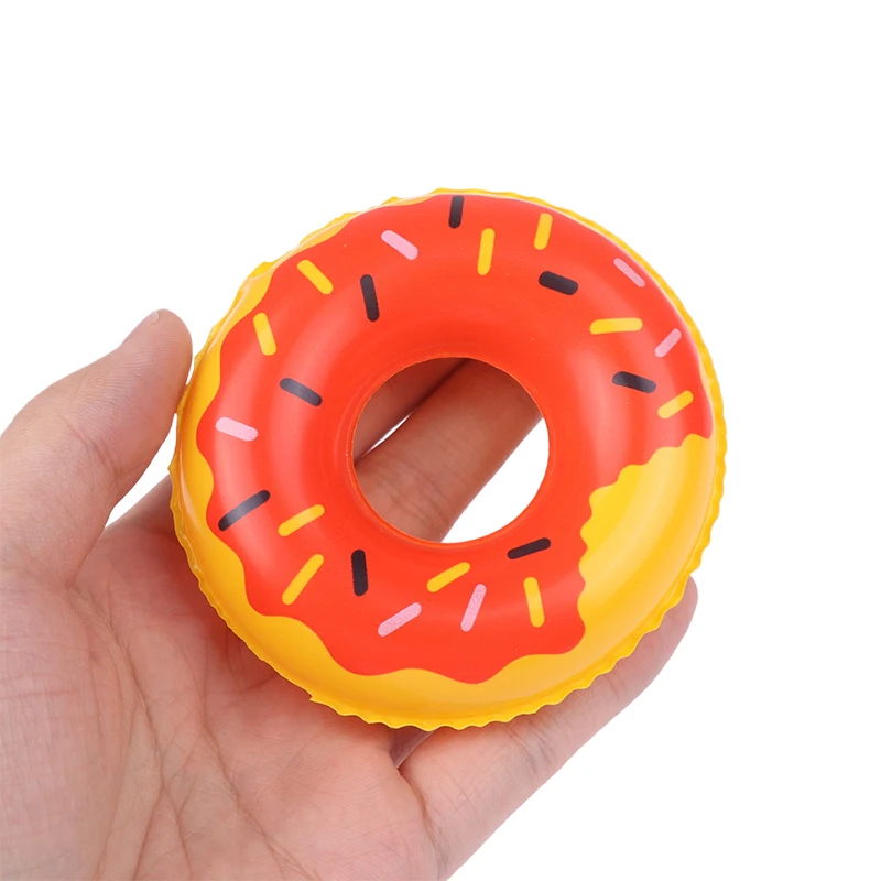 Minianillo de baño de Donas para niños, juguete de baño divertido, accesorio de piscina, flotador, juguetes para patos de goma, muñeca inflable