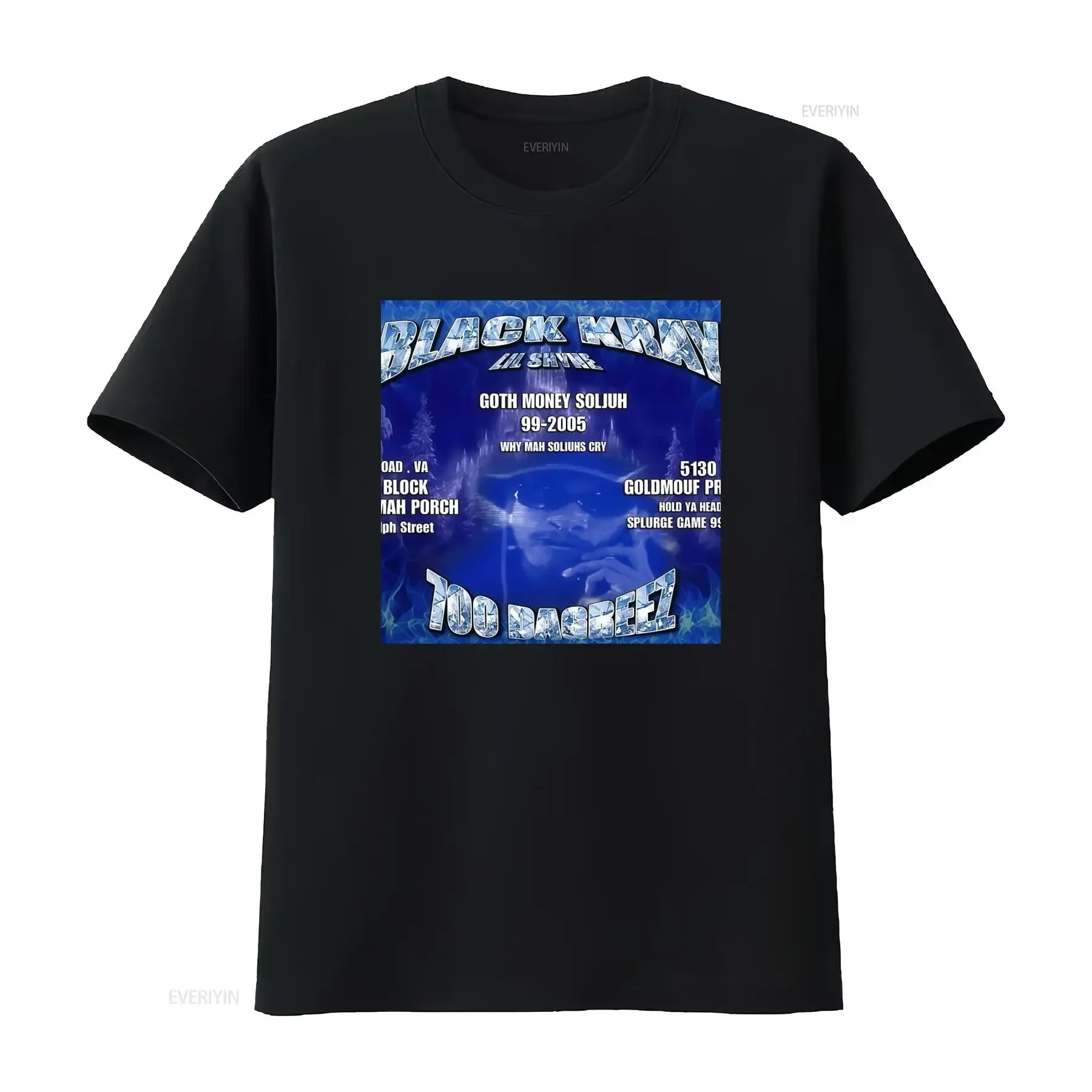 Black Kray 700 Dagreez Album T Shirt Men's Goth Money Records Cloud Rap Hip Hop vintage Washed streetwear Stylish Versatile