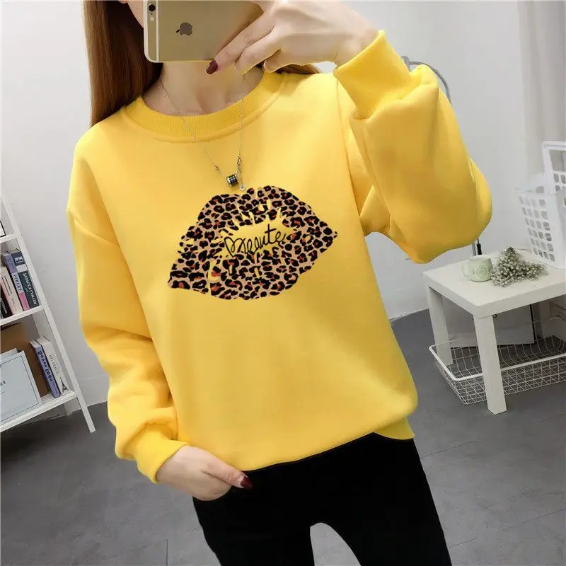 Spring Autumn Women\'s Clothing Round Neck Pullover Geometric Leopard Lantern Long Sleeve Printing Casual Office Lady Tops