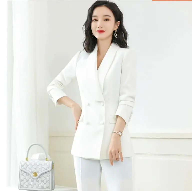 High End Professional Beautician White Suit Jacket Work Clothes