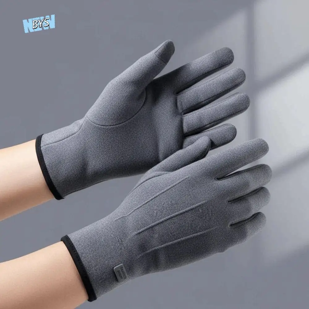 أفخم زوجين مكافحة البرد قفازات لينة بلون سميكة قفازات من جلد الغزال شاشة تعمل باللمس البوليستر يندبروف فنجر القفازات النساء #1
