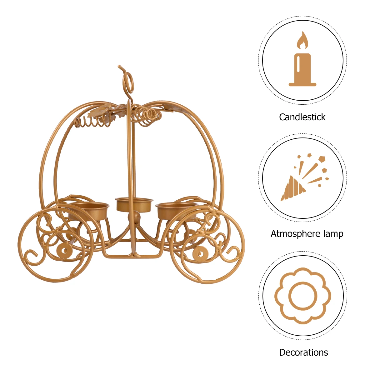 

1pc Golden Iron Pumpkin Carriage Holders Halloween Decor Table Top Party Event Desktop Decoration Scented Tea Light Stand
