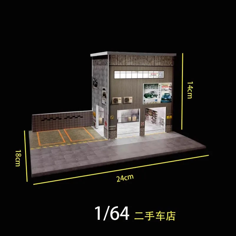 1/64 Personalizzazione della decalcomania della scena di parcheggio Officina Impostazione dell'esposizione dell'auto Modello pressofuso Fotografia e oggetti da collezione Diorama