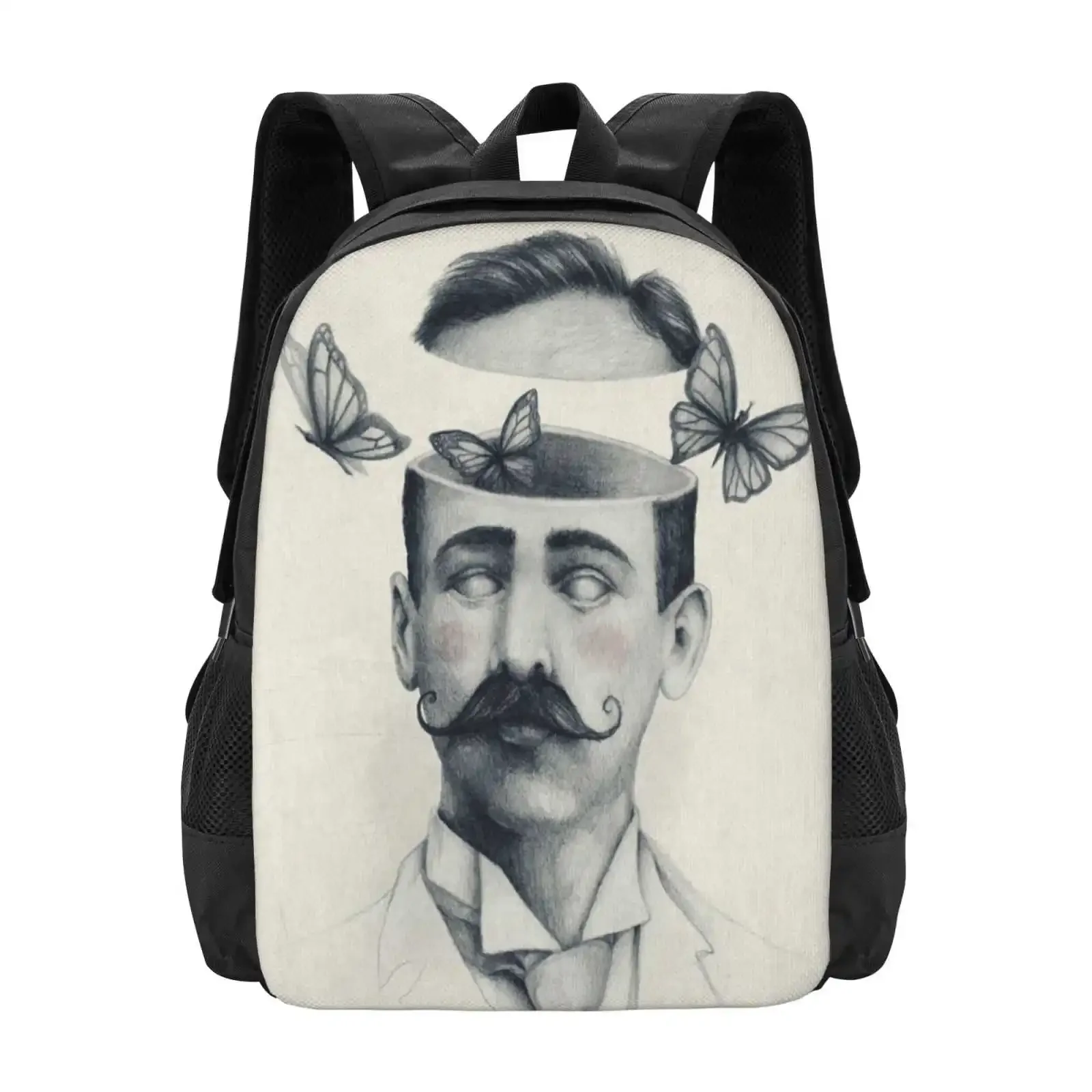 

Pattern Design Bag Student's Backpack Vintage Retro Moustache Hipster Gentleman Butterfly Mind