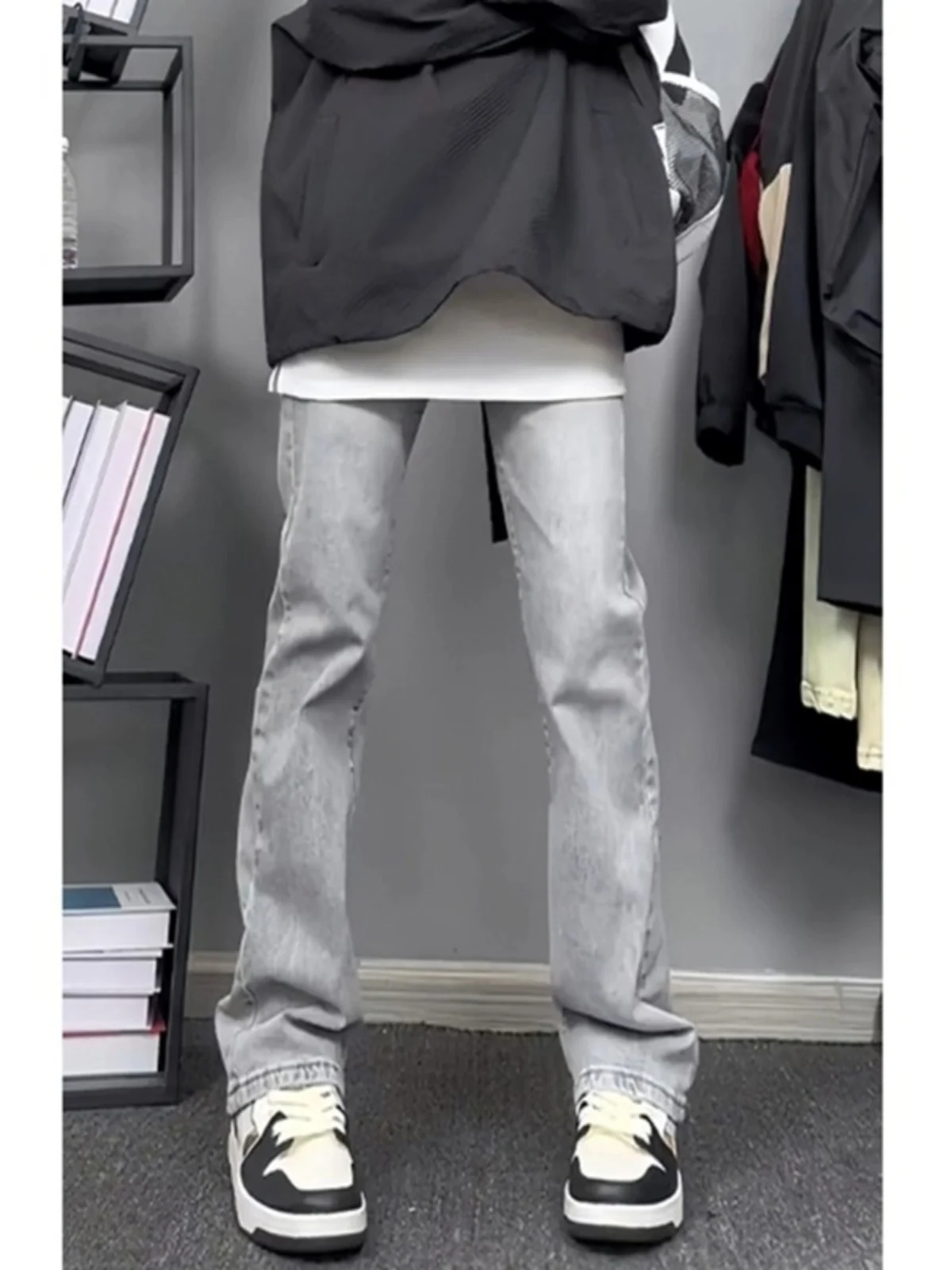 

Джинсы прямого кроя Slim Fit для мужчин и женщин, летние, в стиле High Street, американский ретро-стиль, повседневные длинные брюки