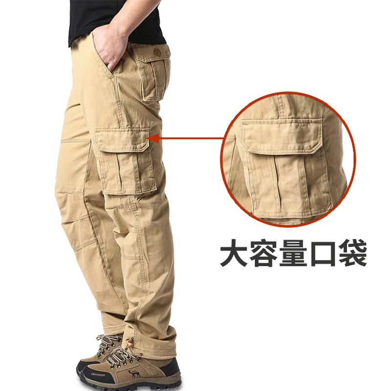 

2025 New Men's Casual Sports Pants Stretch Waist Tactical Cargo Pants Man Hiking Pants Joggers Cotton Trousers