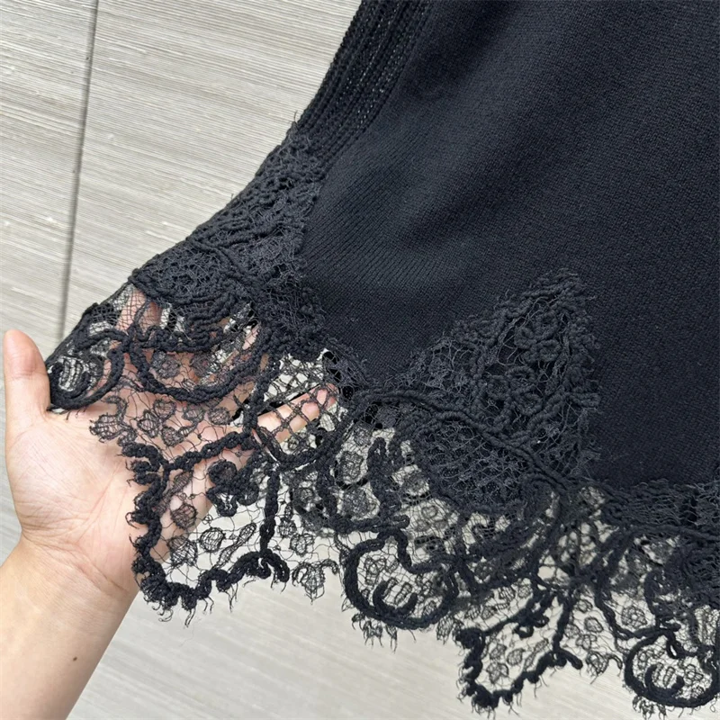 Bild 7: Damenpullover Neues elastisches, schmal geschnittenes ärmelloses Oberteil für den Herbst 2026 Wollmischung Rundhals-Pullover Spitzenbestickte Damenweste