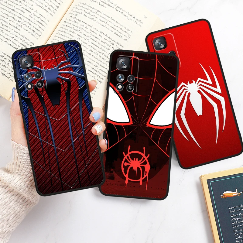 Spider Man Marvel Cool For Redmi Note 13 12 Turbo 11T 11P 11E 11S 10T 10S 10 9 Pro Plus Max Silicone Black Phone Case