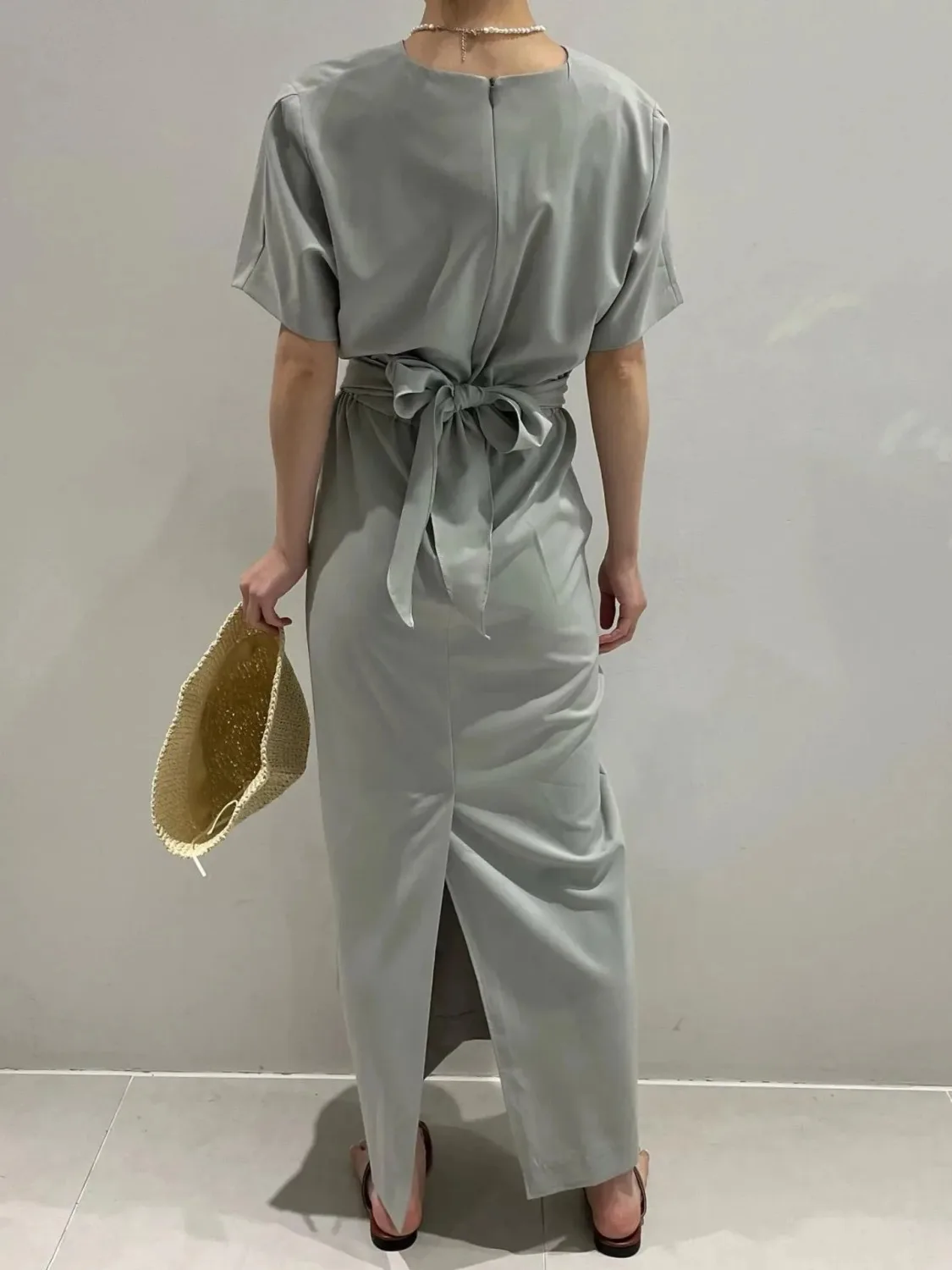 Flattering Summer Bandage Long Shirt Dress Women Basics Round Collar Short Sleeve High Waist Sundress Female 2024