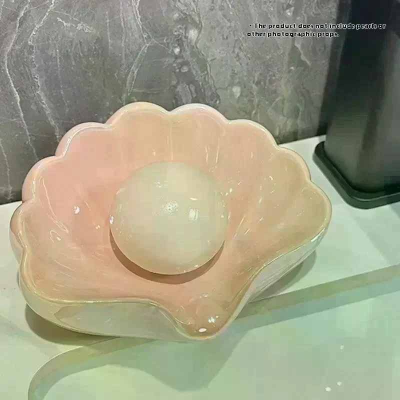 Shell Shape Drain Soap Dish Holder Creative Home Soap Dishes Jewelry Boxes Storage Box Bathroom Accessories 1PC