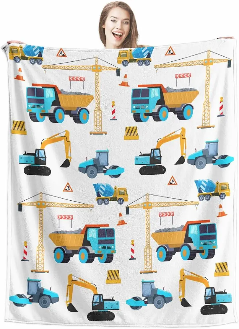 Construction Truck Blankets for Boys and Girls Cute Truck Blanket for Sofa Couch Bed Truck Blanket for Children Kids Boys Teens