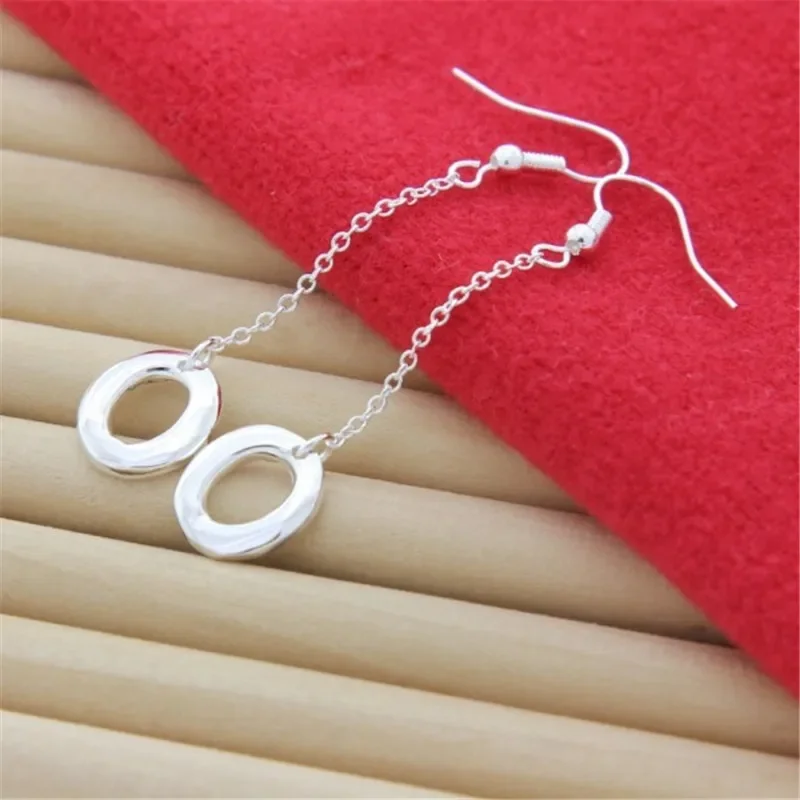 2024 Hot Sale 925 Sterling Silver Exquisite O Shaped Pendant Earrings For WomenChristmas Valentine Fashion Jewelry Party Gifts image 4