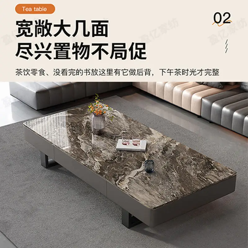Italian coffee table small apartment light luxury modern simple rock slab living room home new advanced