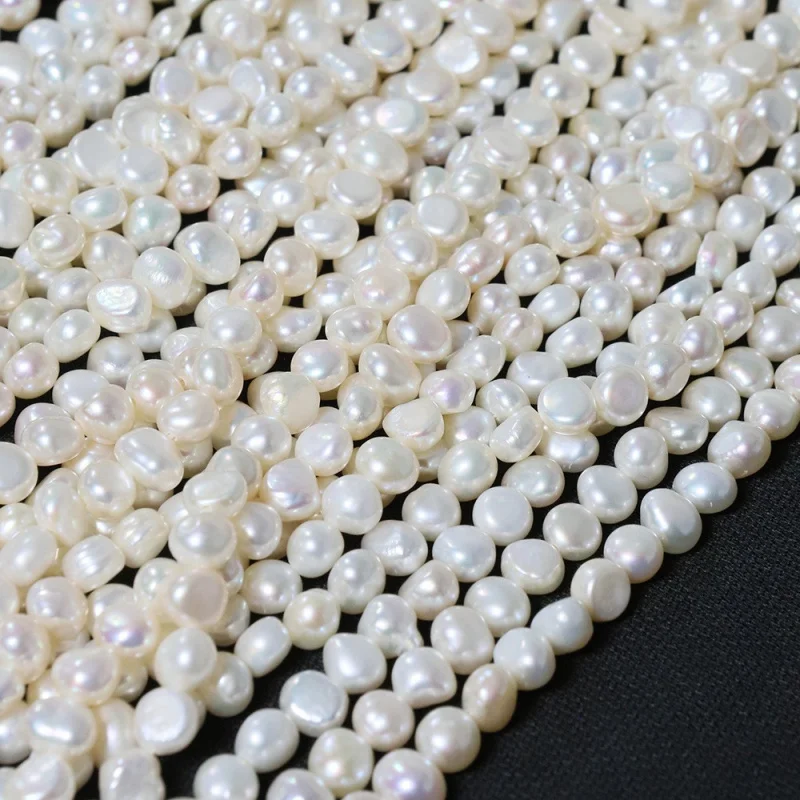 

5-6mmBaroque Horizontal Hole Natural Freshwater Two-Sided Light Irregular Pearl Loose Beads HandmadediyJewelry Accessories Whole