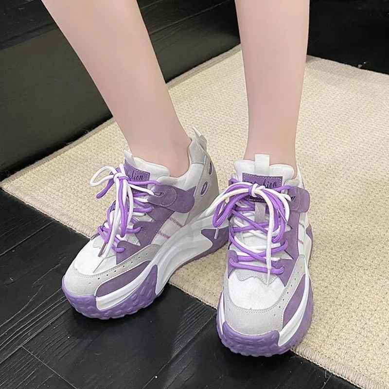 2025 Women Platform Sneakers Autumn Breathable Wedges Casual Shoes 10.5CM High Heels Thick Sole Sneakers Woman Deportivas Mujer