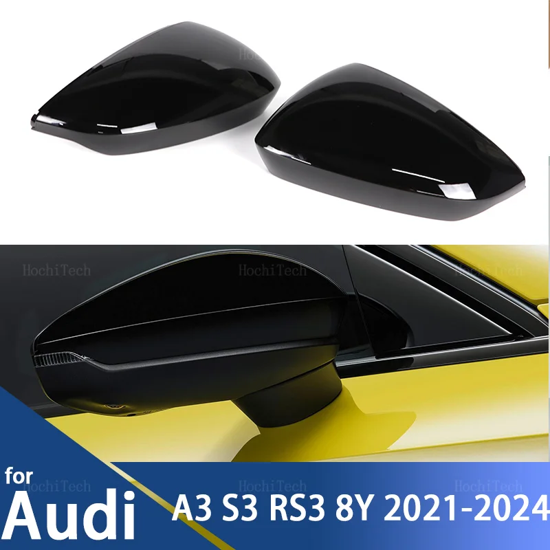 

Replacement Style Carbon Fiber Mirror Cover Covers Bright Black Side Mirror Caps for Audi A3 S3 RS3 8Y RS 3 2021-2024