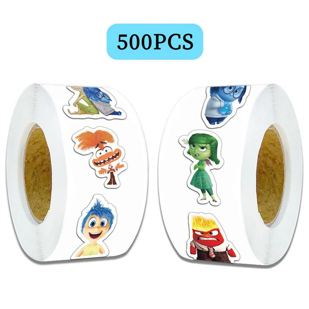 500pcs/Roll Disney Inside Out 2 Cartoon Anime Sealing Stickers Creativity Laptop Phone Decals Decoration Stiker Reward Gift Toys