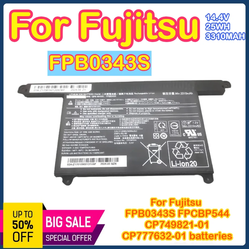 

FPB0343S 14.4V 25WH 3310MAH FPCBP544 Laptop Battery for Fujitsu LIFEBOOK U939/A U938/S Series
