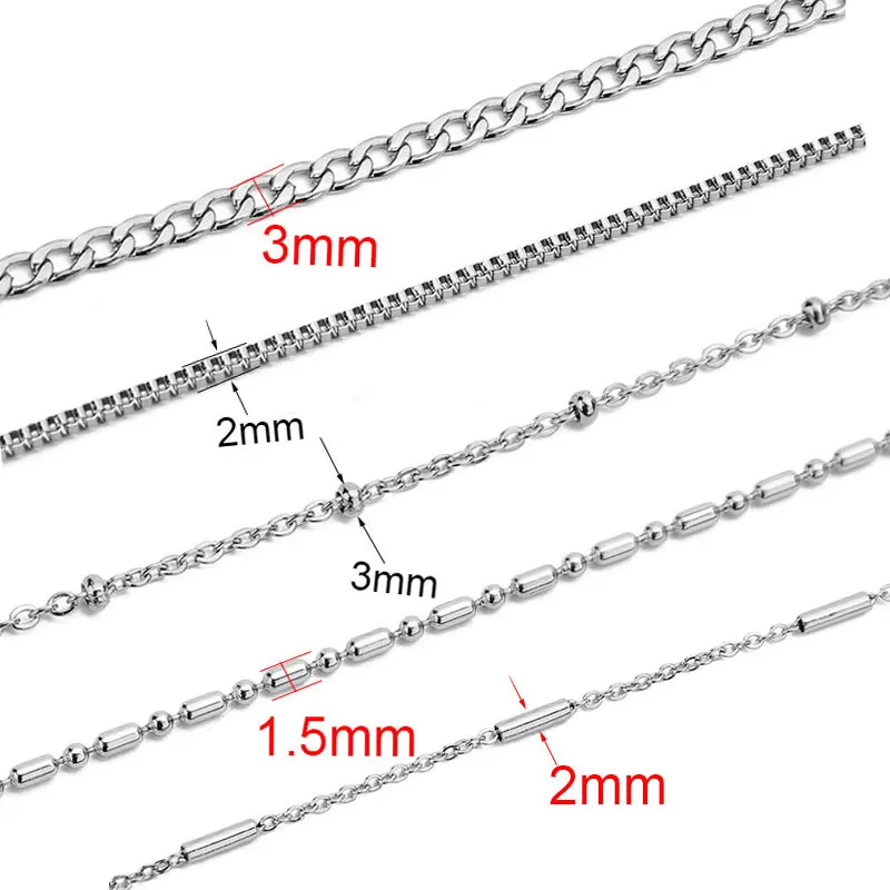 2meters Stainless Steel Chains Bulk Gold Color Ball Bead Cuban Link Chains Lot for Necklace Bracelet Supplies Diy Jewelry Making