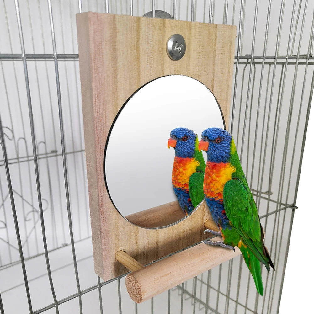 Bird Mirror Parakeet Interactive Cage Accessories with Metal Nut And Bolts For Lovebirds Budgies Cockatiel Bird Supplies