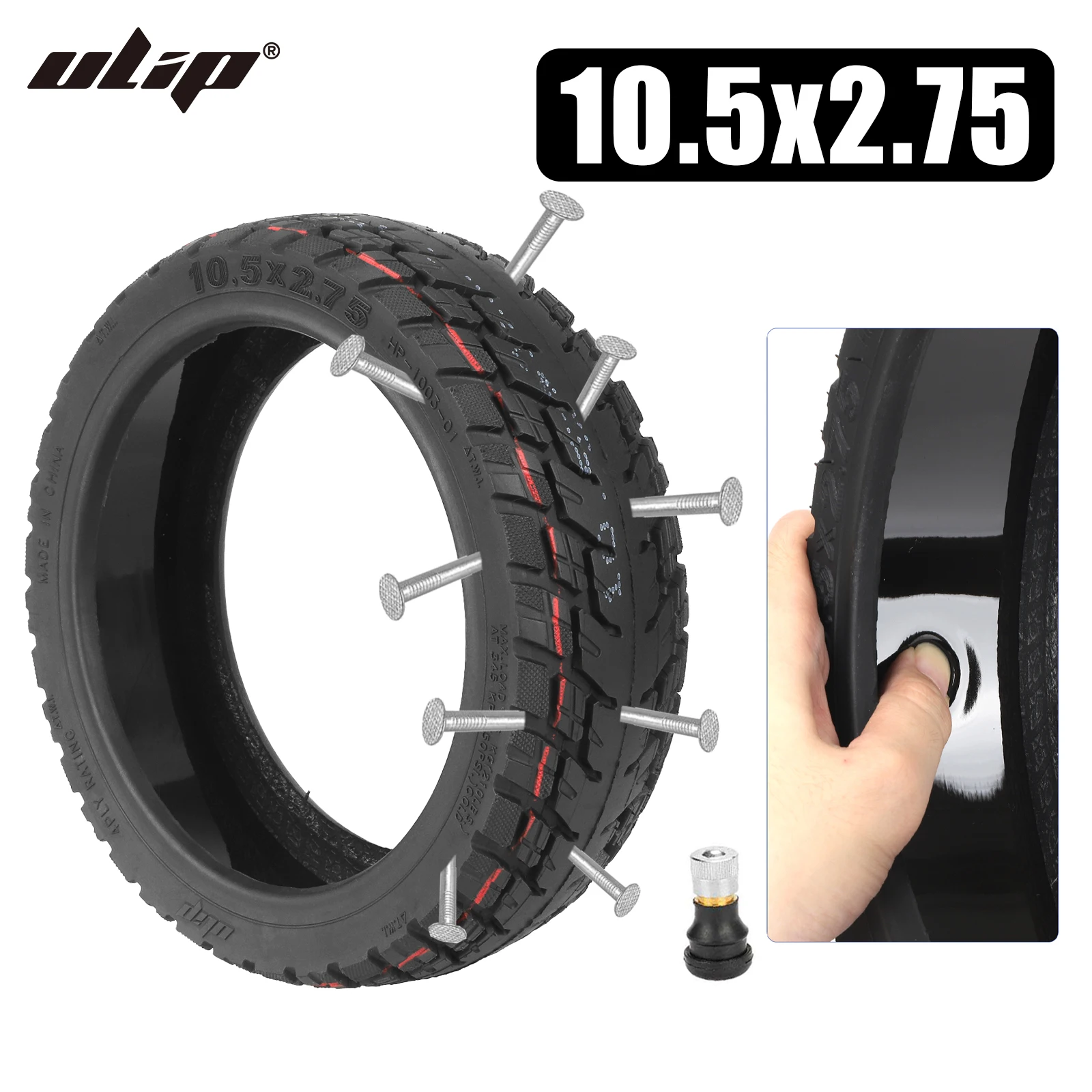 Ulip 10.5x2.75 Self-healing Tubeless Tire 10Inch Thickened Non-slip Built-in Self-repair Glue For Ninebot P65 P100/S/SU Scooters