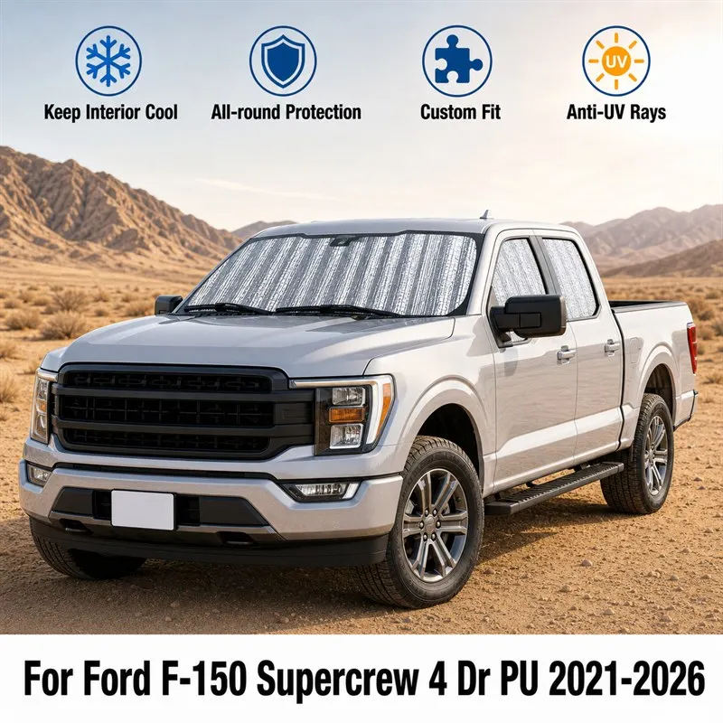 For Ford F-150 Supercrew 4 Dr PU 2021-2026 Full Set Car Window Sunshades UV Block Privacy Heat Insulated Foldable Car Curtain