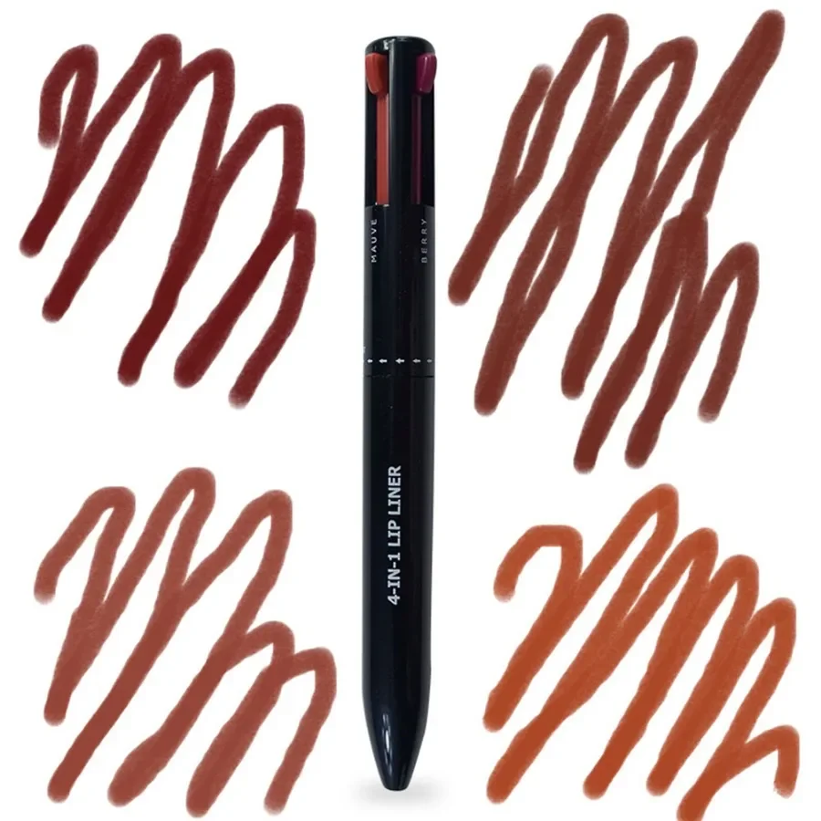 Personalizzato 4 in1 Nude Press Type Lipliner impermeabile di lunga durata facile da applicare penna di contorno portatile Sexy Red Lip Makeup Bulk