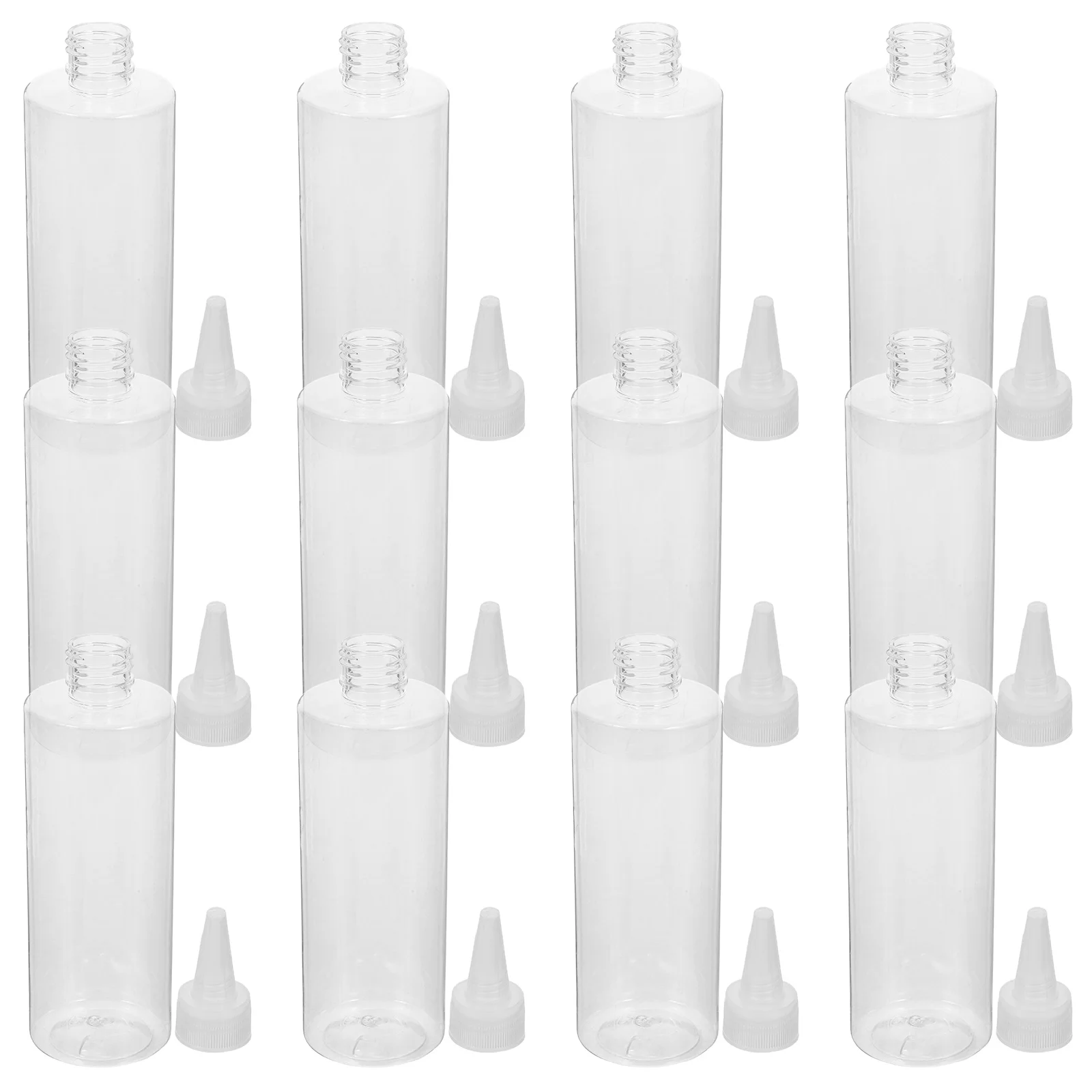 

12pcs Reusable Transparent Squeeze Bottles 250Ml Leakproof Precision Nozzle Travel Toiletry Containers Shampoo Conditioner Oil