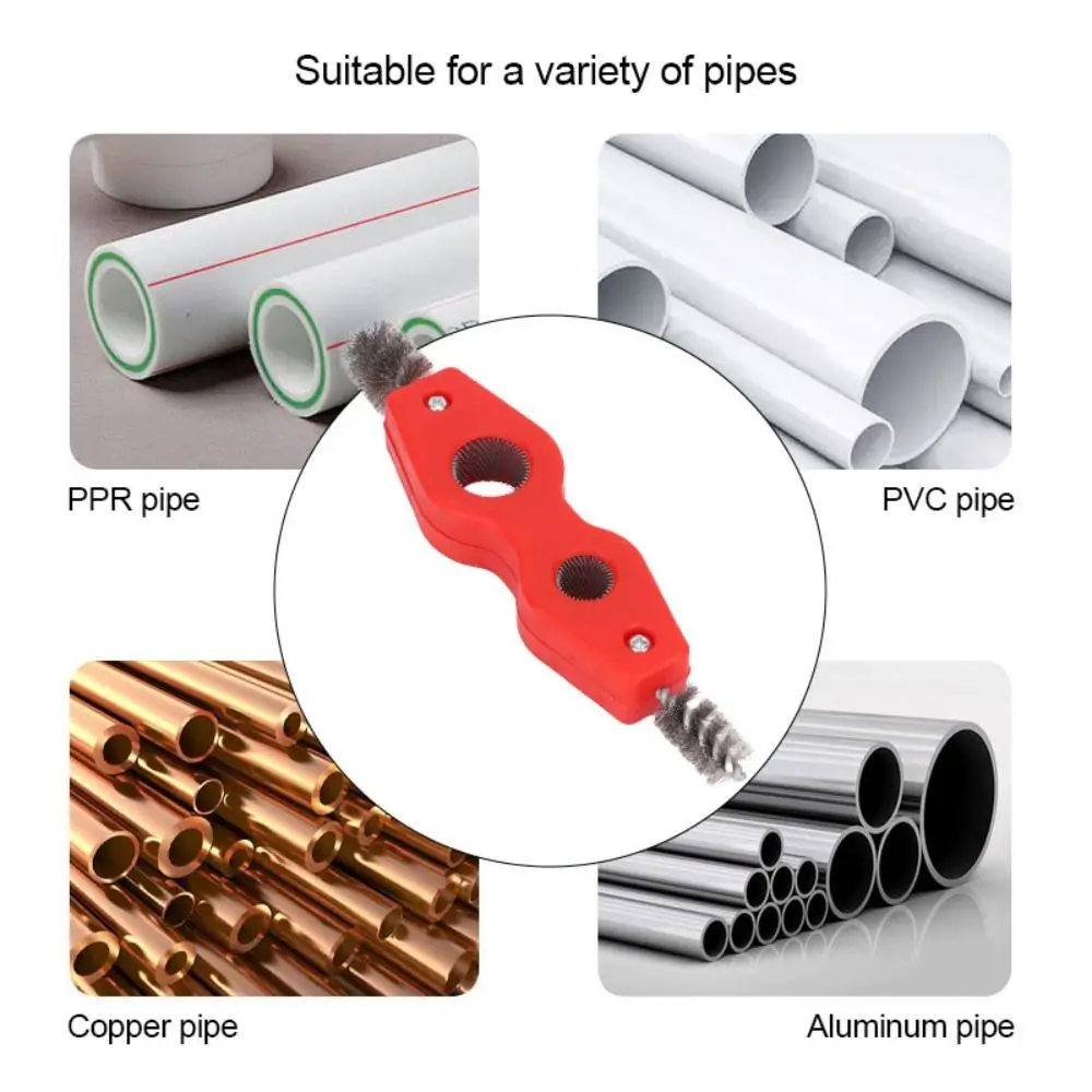 

2 шт. двуглавая щетка для медной трубы 4 в 1, очиститель внутри и снаружи, инструмент для полировки медной трубки, развертка для снятия фаски, трубы для удаления заусенцев