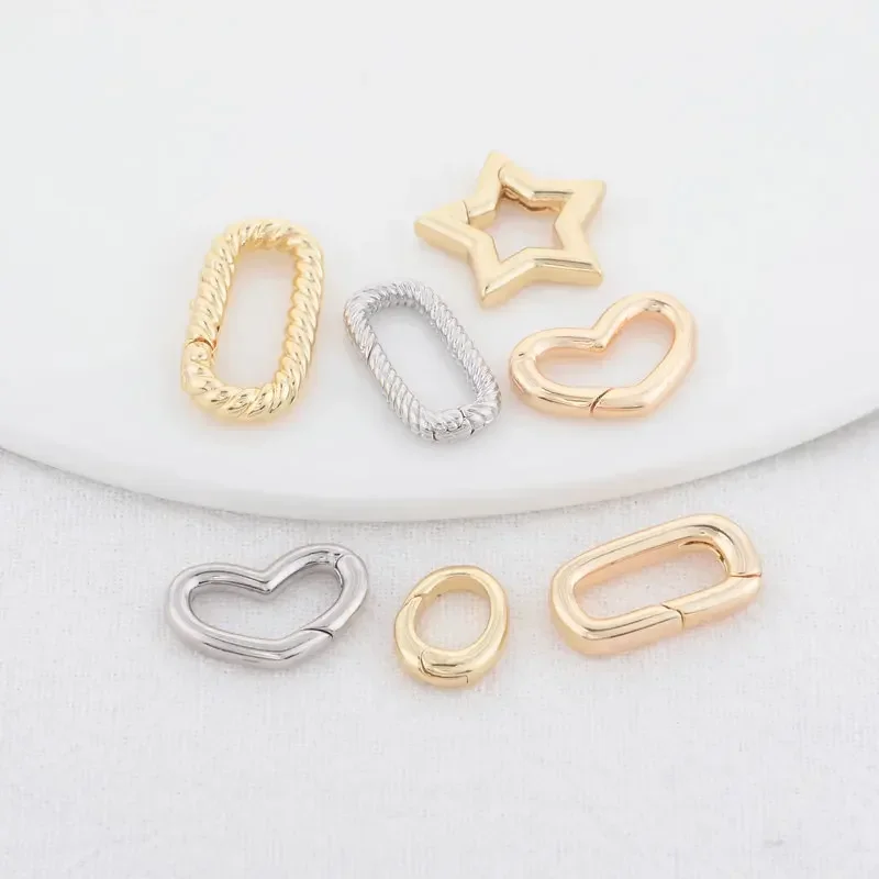 14K color oro ottone rotondo cuore ovale stella collana braccialetto fermagli connettore accessori gioielli fai da te di alta qualità