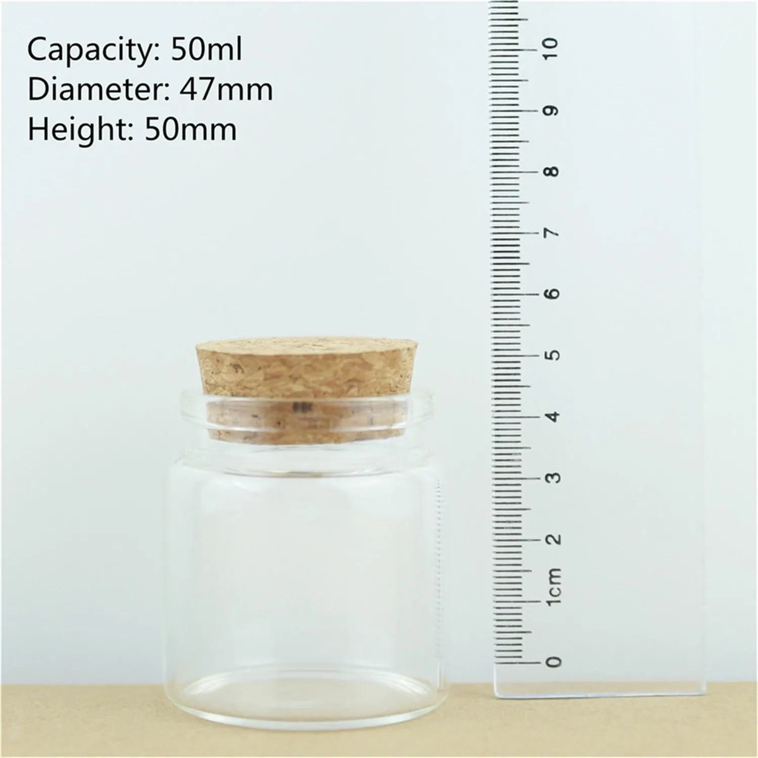 12 Pcs/lot 47*50mm 50ml Glass Bottle Stopper Glass Jars Spicy Storage Cork Containers Dragees storage Jars Vials Test Tube