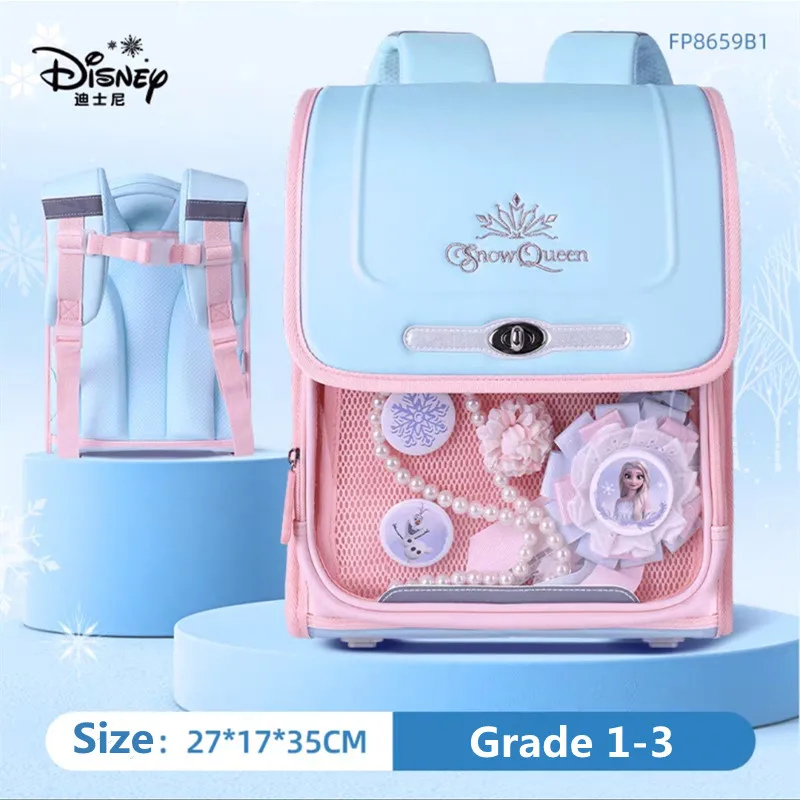 Disney Frozen School Bags For Girls Elsa Anna Primary Student Shoulder Orthopedic Backpack Grade 1-3 Large Capacity Mochila