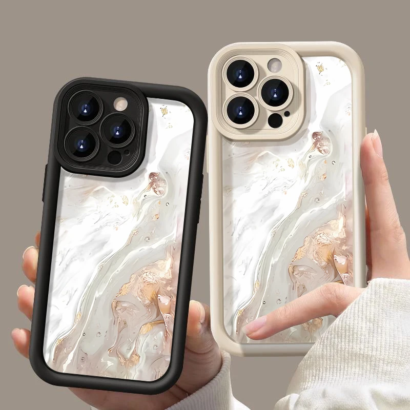 Marble Pattern Phone Case For iPhone 17 Air 16e 16 15 14 13 12 Pro Max 15 14 Plus 16 17 Pro 11 Candy Color TPU Soft Cover Fundas