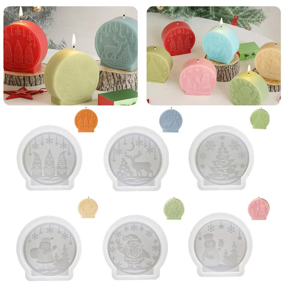 DIY Christmas Crystal Ball Silicone Mold Round Scented Elk Embossed Tree Gift Mould Christmas Snowman Craft Decor Holiday C Y0C1