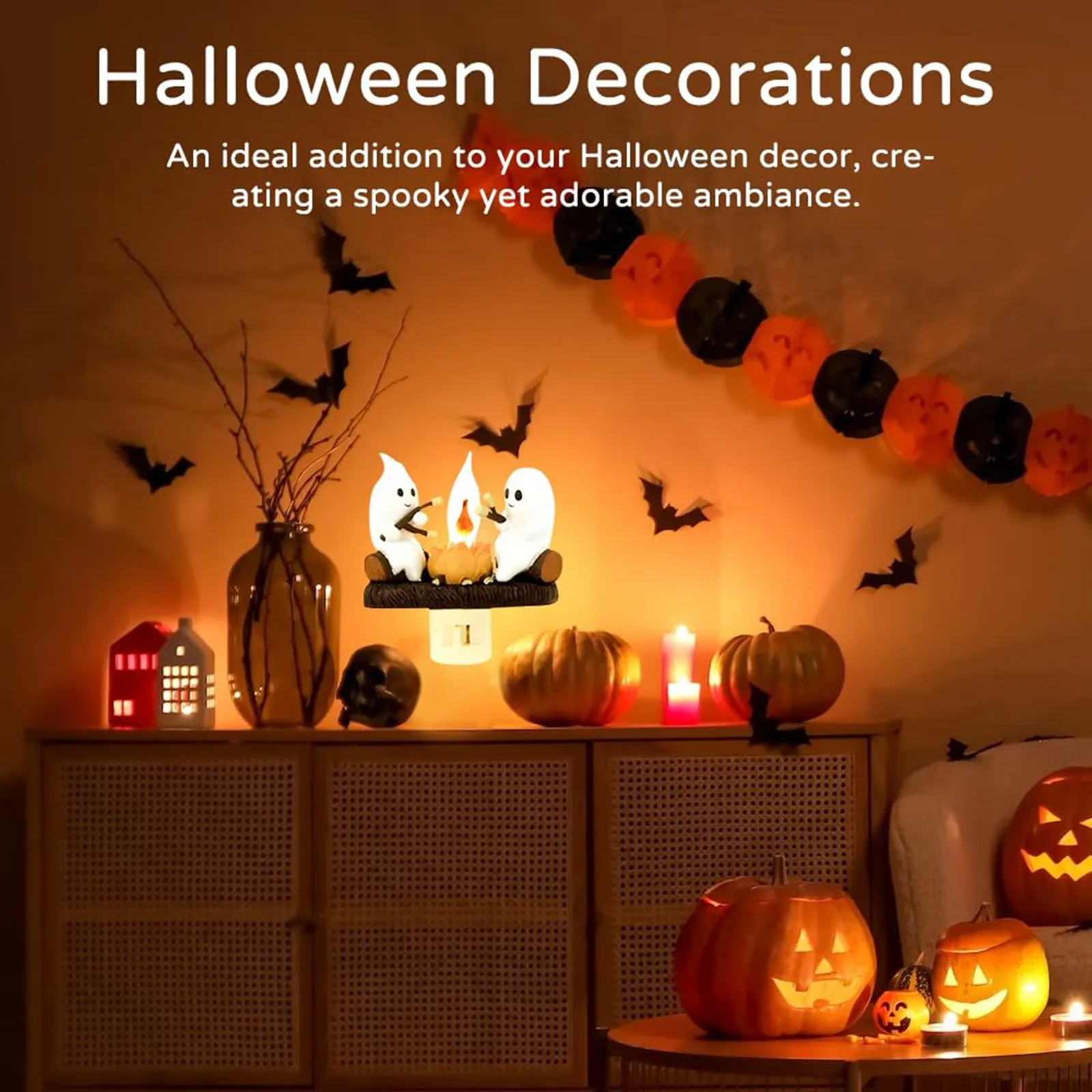 New fashion Ghost Campfire Nightlight Ghost falò tremolante Plug In Night Light Halloween Ghost Pumpkin Night Light