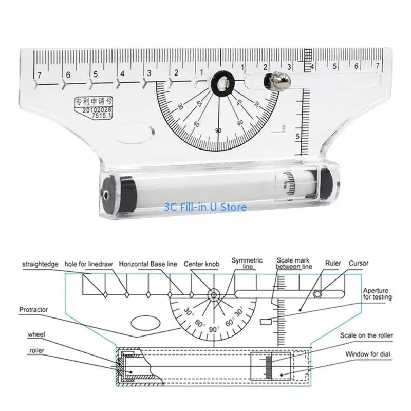 G8TA Complying Centring Relling Rauler Rauler Trawer Compass-School Stationery Protractor Tool