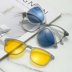 Jelly Grey Transparent Oval Frame Women Myopia Sunglasses Fashion Polarized Magnetic Clip On Glasses Prescription Eyeglass