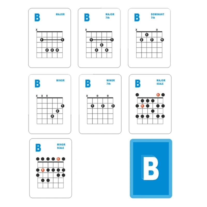 Tarjetas acordes guitarra que incluyen escalas mayor y menor, 49 tarjetas guitarra para principiantes y envío