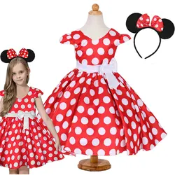 Kids Grace Ball Gown Polka Dot Dress Minnie Role Play Costume Girls Dressy Party Frocks Christmas Dress Casual Clothing 4 6 8Yrs