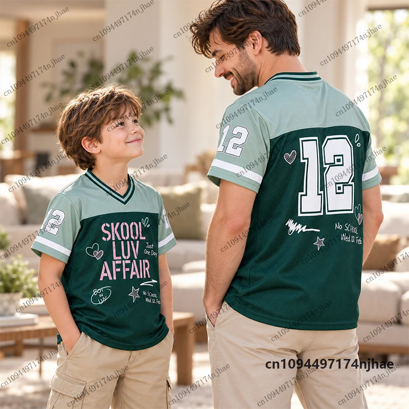 2026 Kpop Group Skool Luv Affair Football Jersey T-shirt For Men Women Summer Casual Street Parent-child Tees Sports Kids Tops
