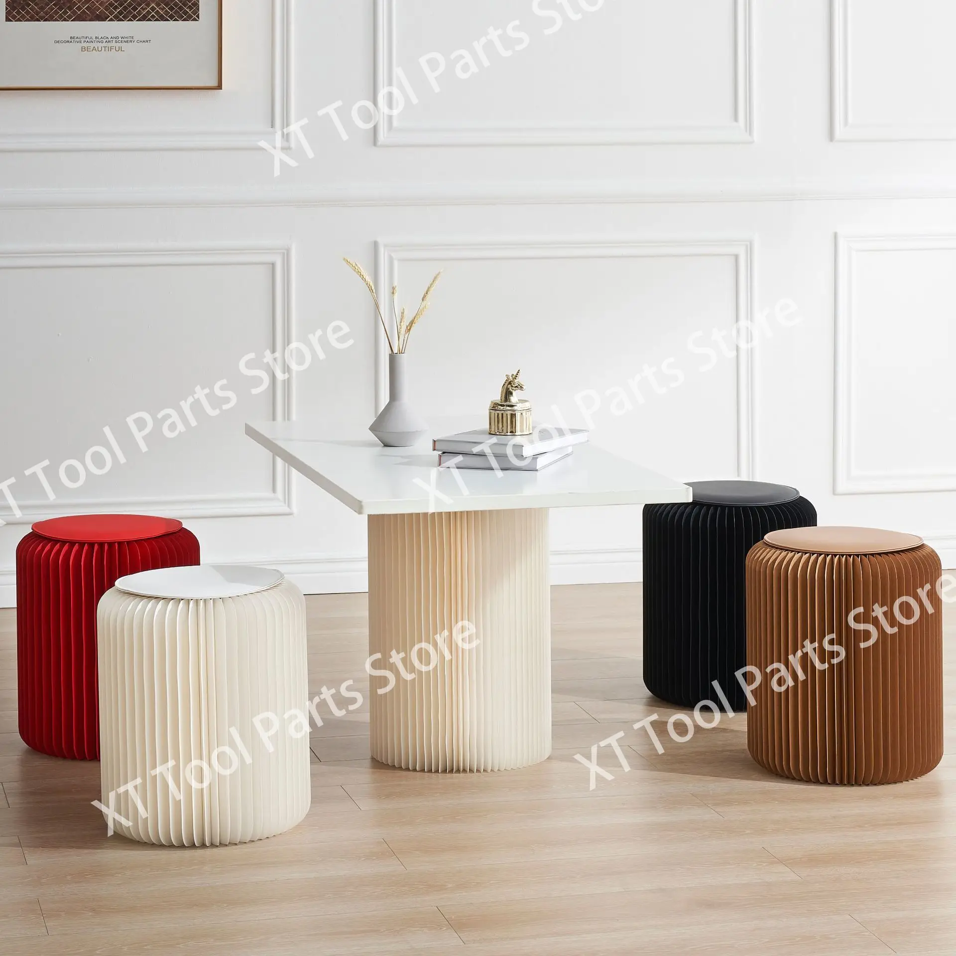 Multifunctional folding home living room paper stool saves space creative modern paper furniture