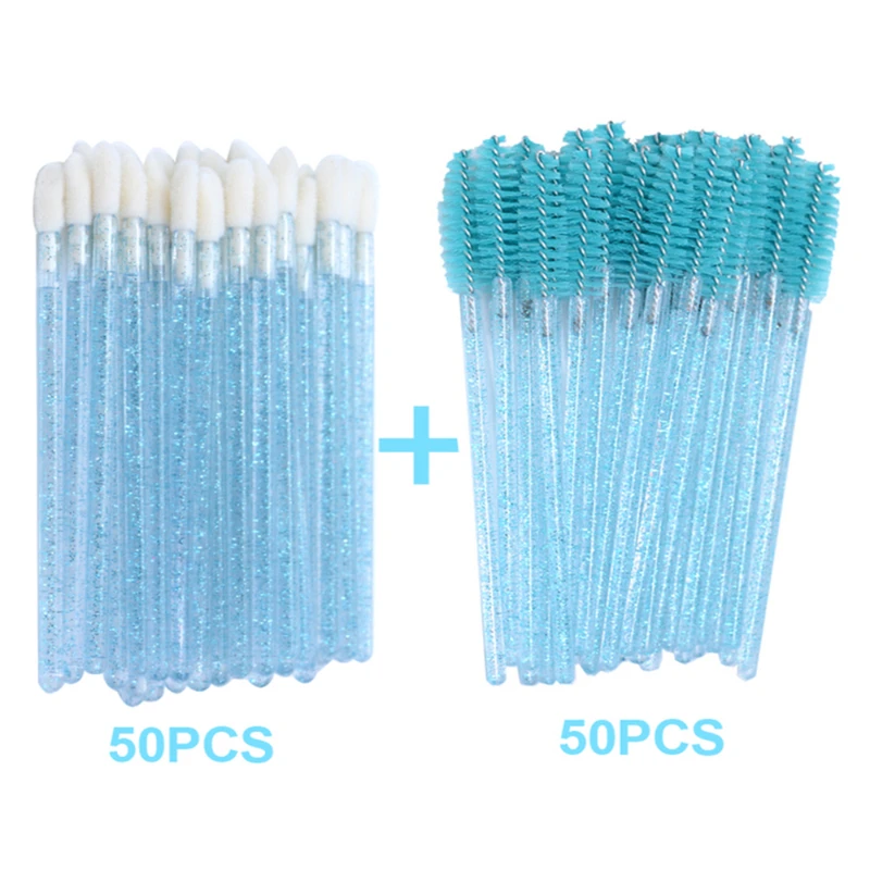 100 pz Ciglia Bellezza Strumenti per ciglia finte Ciglia Brillanti Mascara Bacchette Applicatori Pennelli per trucco Per labbra Sopracciglia False